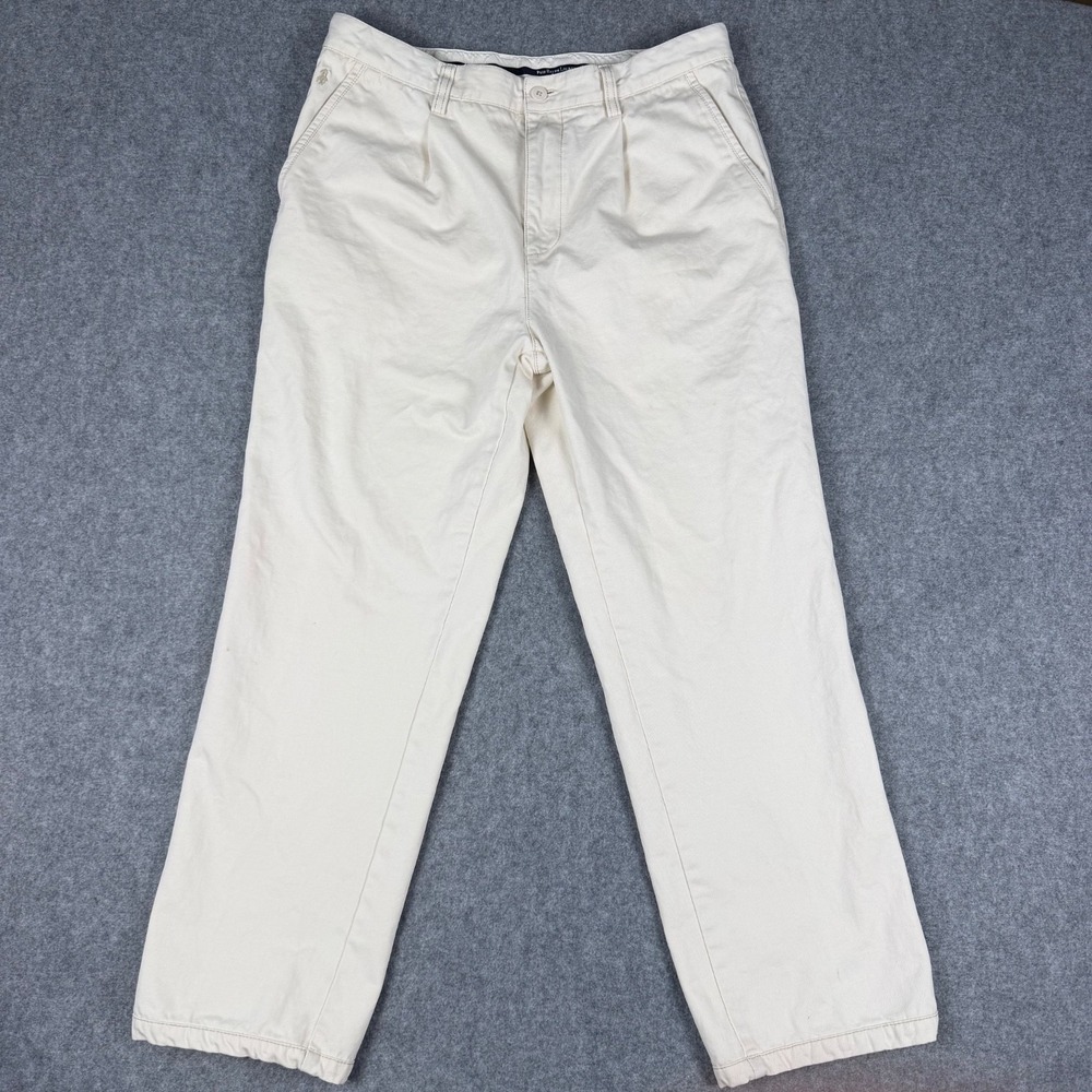 Polo Ralph Lauren Chino Pants Mens 34 Vintage Pleated Khaki Beige Cotton Trouser